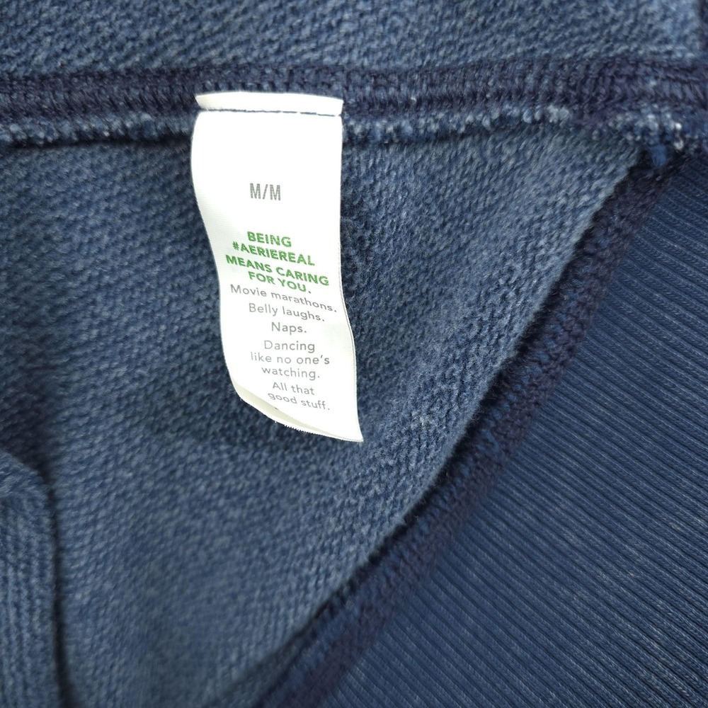 Aerie Pullover Sweatshirt Womens M Blue V Neck Oversized Casual Cozy Lounge Top - Picture 3 of 16